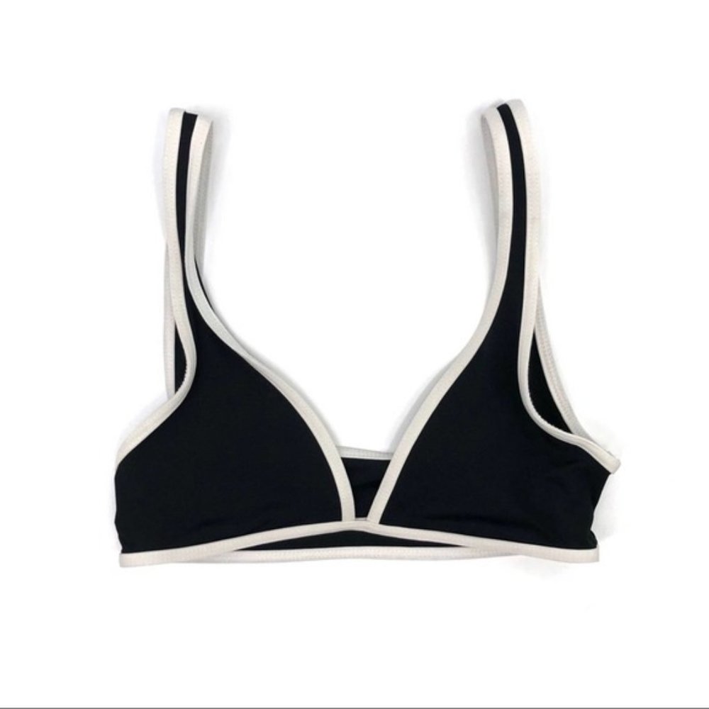 L SPACE Mickee Bikini Top Black White XS